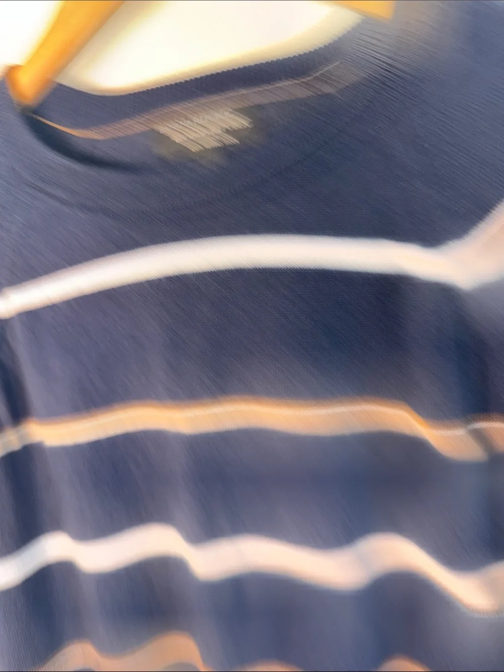 Banana Republic Navy Crewneck Sweater with White and Tan Stripes